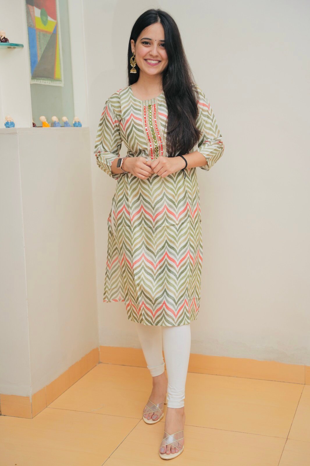 Zig Zag Pattern Cotton Kurta