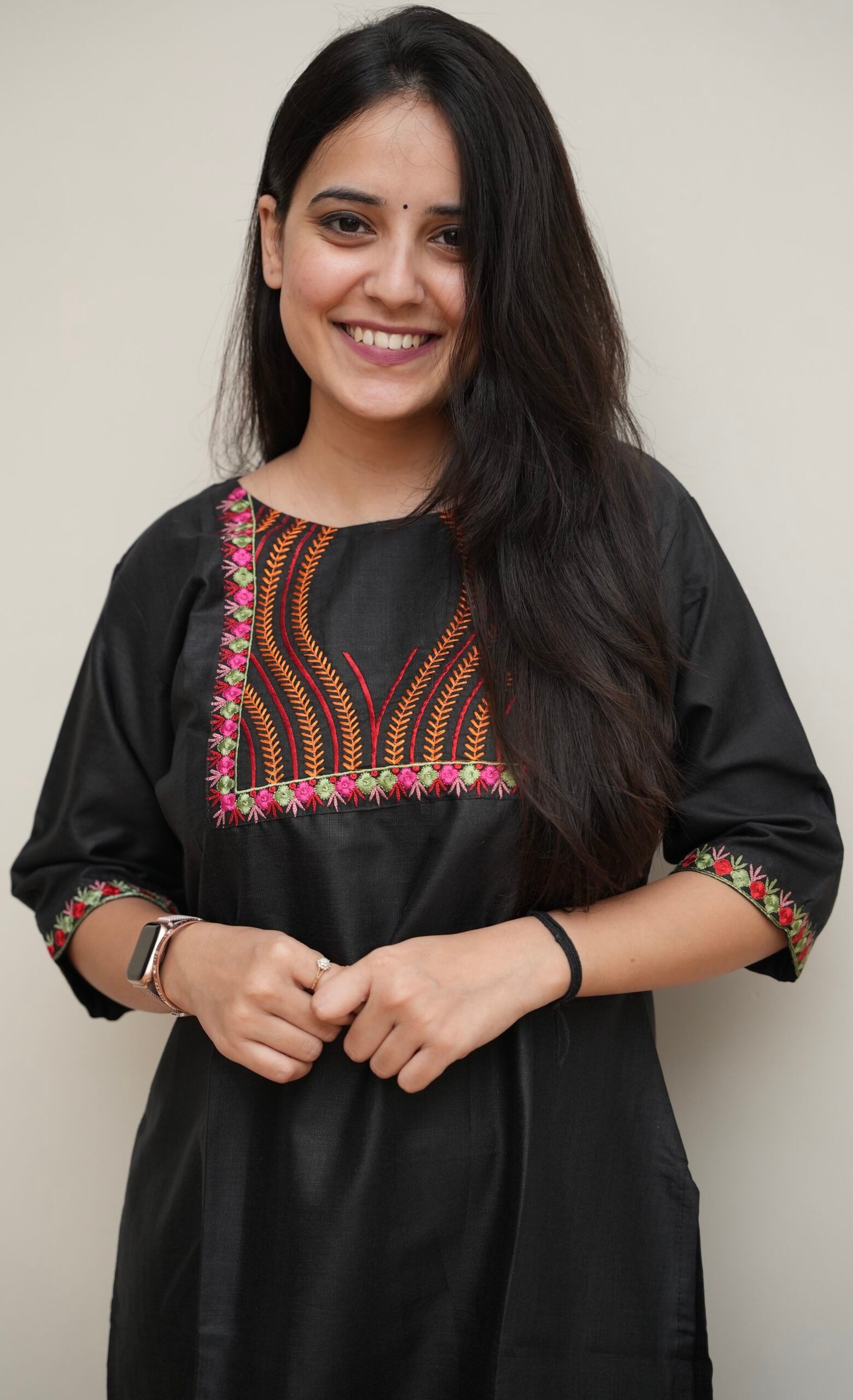 Black Bloom Embroidered Kurta