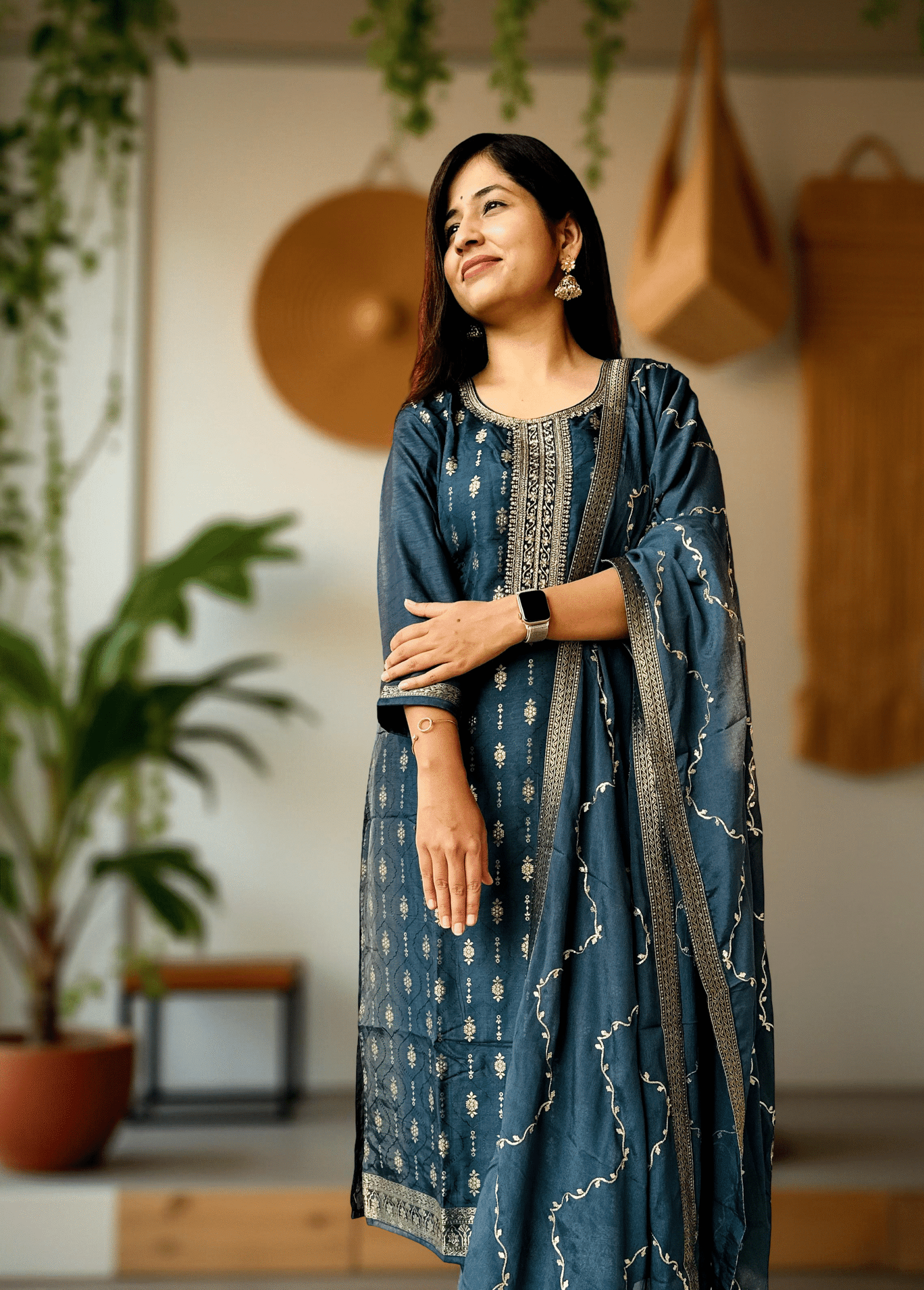 Midnight Blue Suit set with dupatta