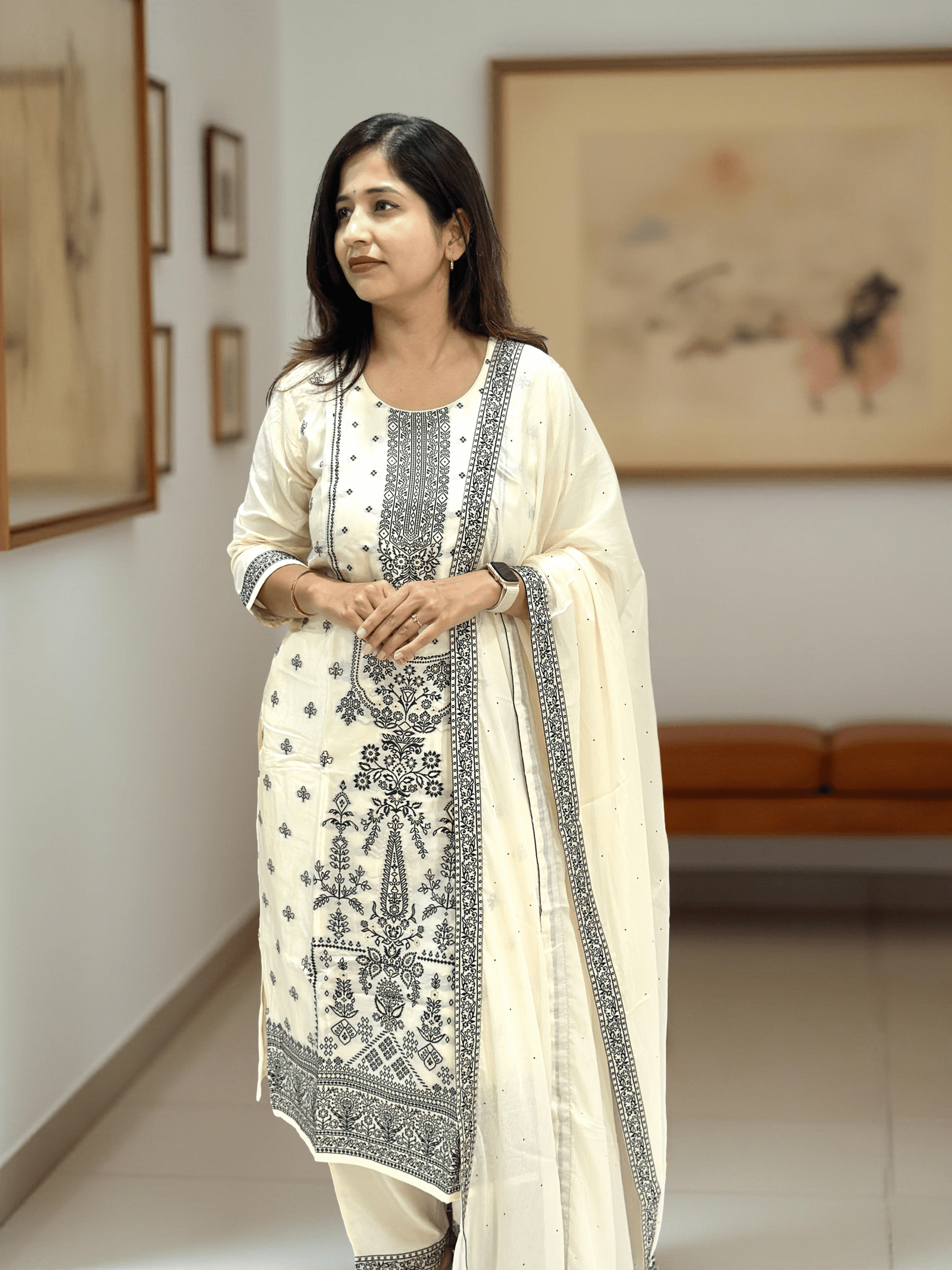 Ivory Grace threadwork Suit Set