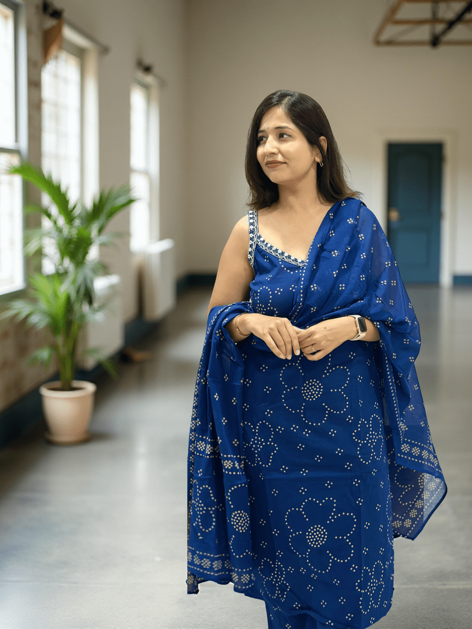 Indigo Bloom Suit set with dupatta