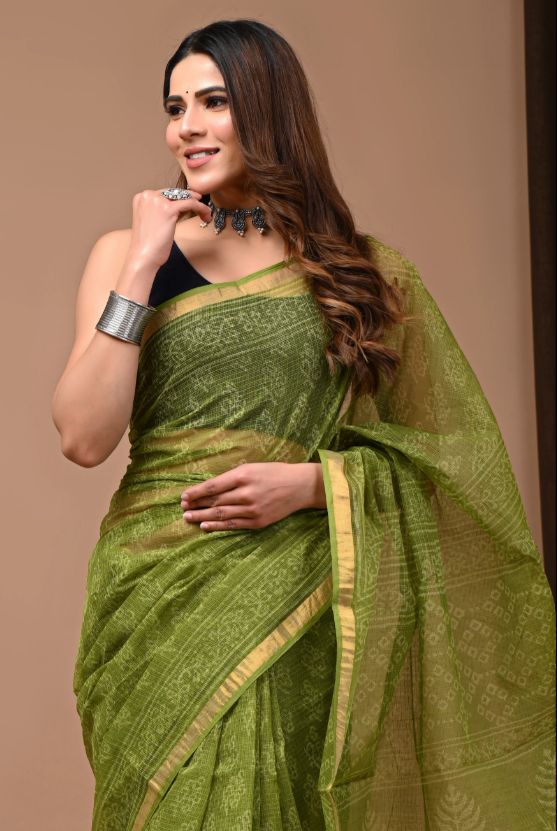 Paarihara Olive Handloom Saree
