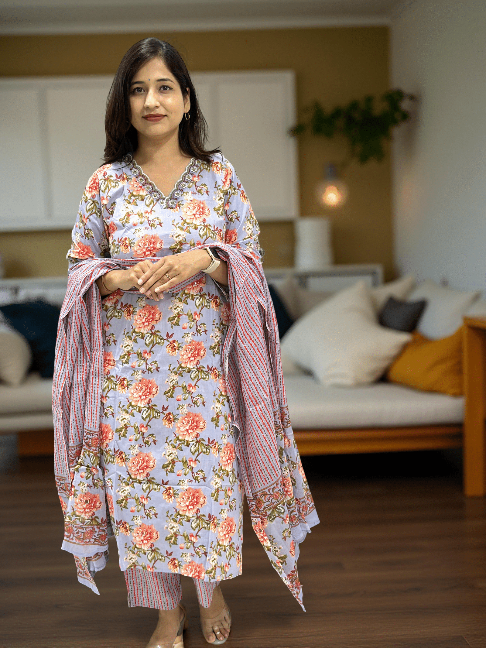 Pastel Bloom Cotton Suit Set